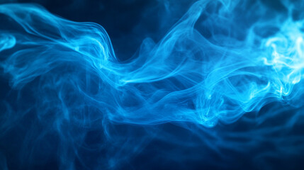 Obraz premium Abstract blue smoke swirling design background image fog haze airy dark wave vapor light color curve