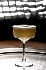 Barracuda, an alcoholic cocktail based on golden rum, liqueur, pineapple juice, freshly squeezed lime juice.