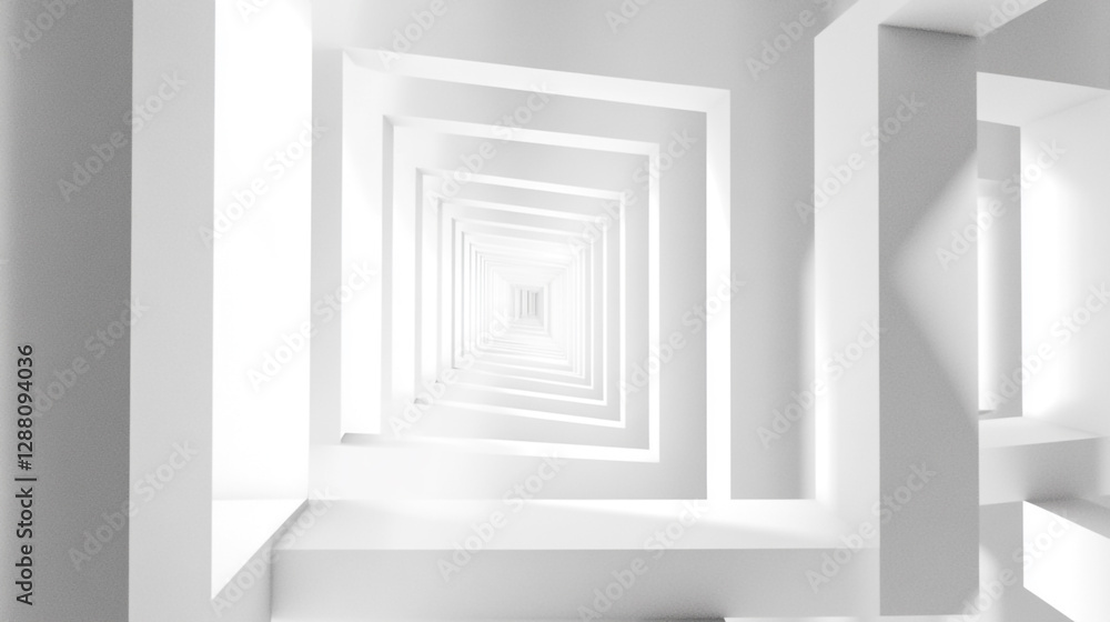 Poster abstract white architecture interior design modern minimalist building structure 3d room lines space