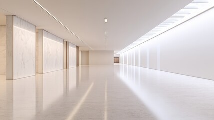 Spacious Modern Lobby with White Walls and Glossy Floor Design