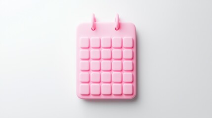 Cute, simple 3D pink plasticine calendar icon on white.