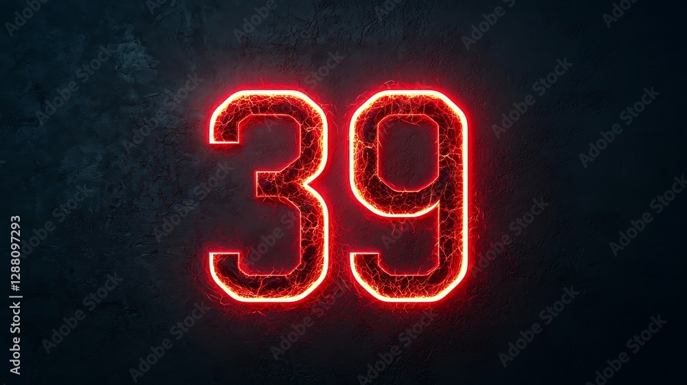 Poster a glowing red number 