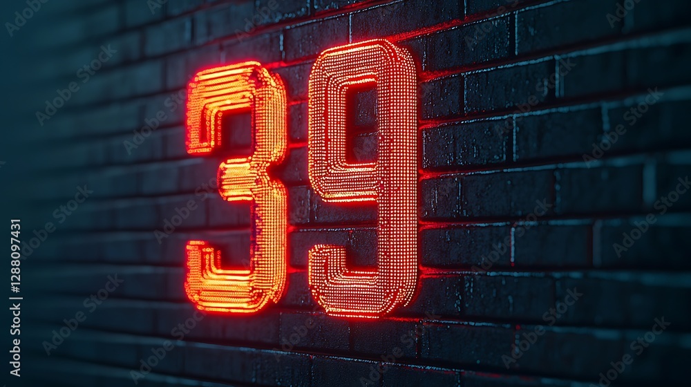 Poster a glowing red numeral 