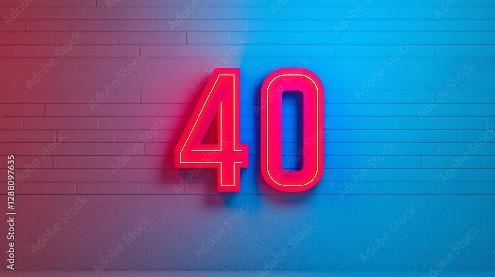 Poster a vibrant neon sign displaying the number 