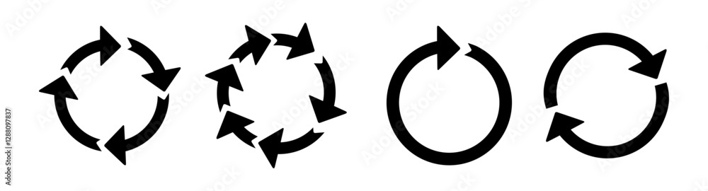 Poster circle arrow icon set. circular arrow icon, refresh, reload. set of circle arrows rotating on white 