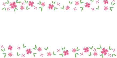 Spring floral and green leaves background. Spring flower and leaves decoration illustration for spring blooming design. Vector illustration.