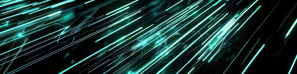 Sleek mint green abstract lines on black background, evoking modern tech designs.