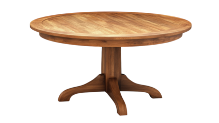 Round wooden dining table designed for casual gatherings in modern homes