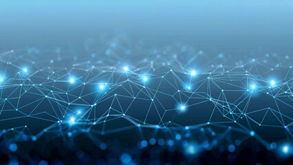 Fototapeta premium Abstract Representation of a Neural Network with Glowing Nodes and Connections