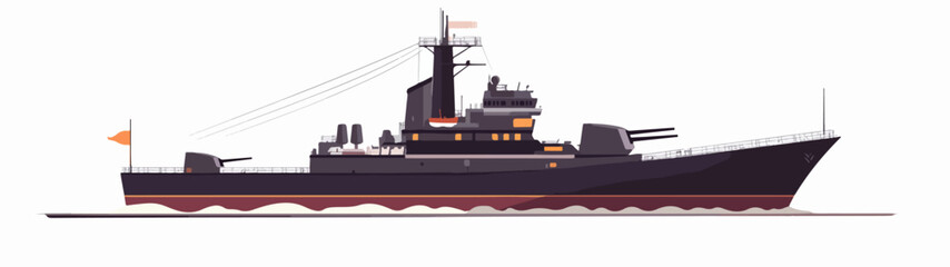 Illustration of a warship. Ship. Navy.
