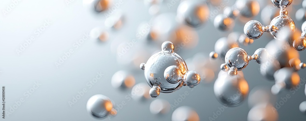 Poster ocean acidification concept. abstract representation of molecules floating in a serene environment w