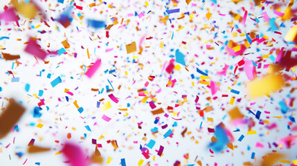 Obraz premium Colorful confetti celebration falling background bright festive joyful party fun happy event decor