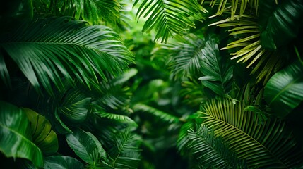Lush Green Tropical Foliage Background