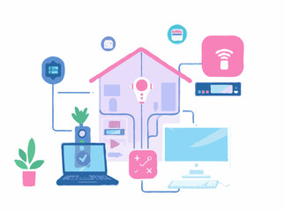 Connected Devices for Home Automation Illustration