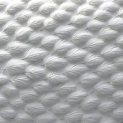 Monochromatic white feather-like texture pattern, close-up shot, grid composition on clean white backdrop, creating soft delicate atmosphere, ideal for minimalist backgrounds and textile designs