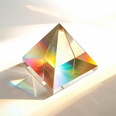 Colorful Light Refraction Through a Glass Prism on a Bright Surface