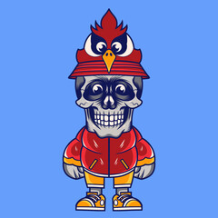 Mascot character design cartoon woodpecker hat