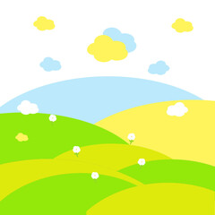 Fototapeta premium green hill field and cloud sky