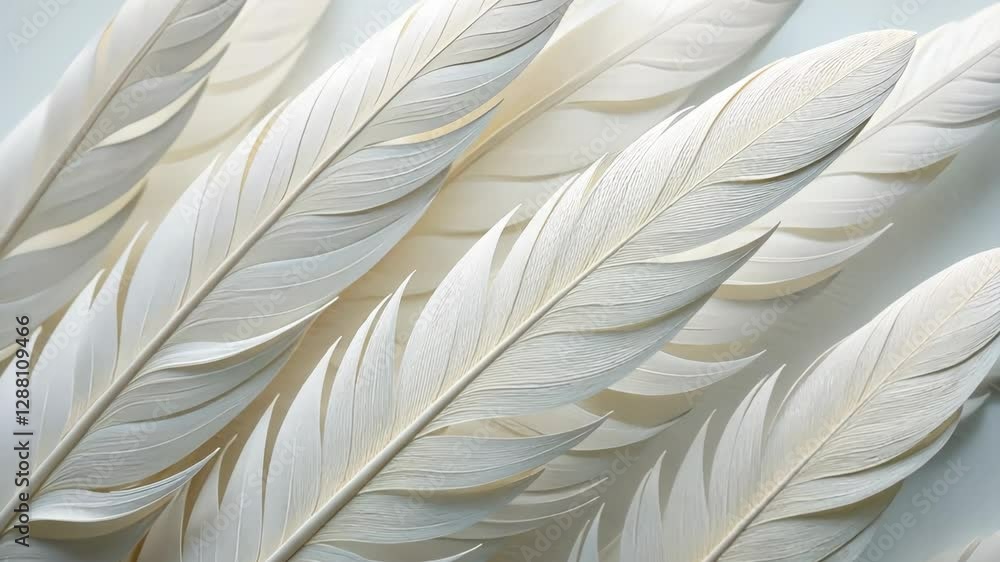 Poster a close up of white feathers. the feathers are white and have a feathery texture. they are arranged 