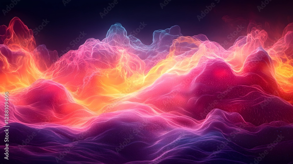 Poster glowing neon wave pattern energetic background for product display