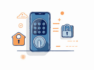 Vector Illustration of Smart Lock and Security System