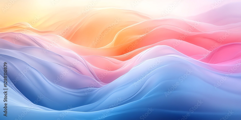 Poster abstract gradient waves flowing with pastel colors and smooth texture
