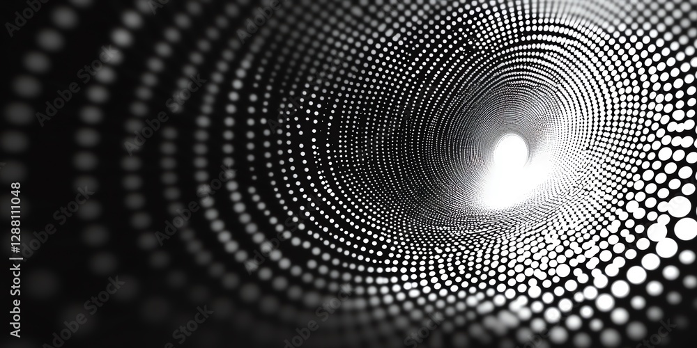 Poster abstract tunnel of dotted circles creates depth and perspective effect