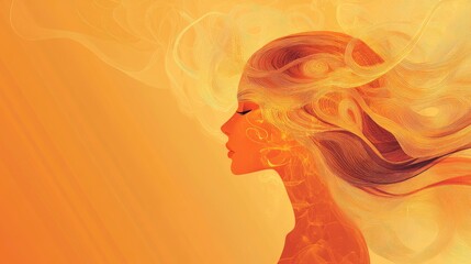 Profile of a woman with fiery thoughts symbolizing mental health and creative introspection