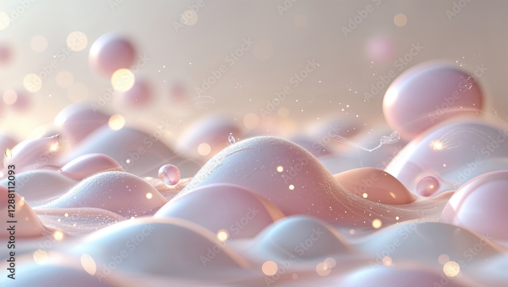 Aufkleber soft pink bubbles create a dreamy atmosphere with sparkling highlights in a serene background