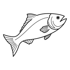 Mackerel black and white line drawing suitable for coloring book, fish packaging design, or marine life educational materials