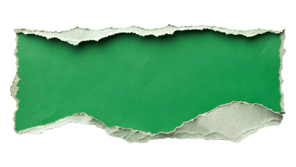 vibrant green piece of paper with rough, torn edges, creating a striking contrast against isolated transparent background 