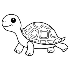 Turtle line art suitable for coloring books, educational materials, conservation graphics, and logo design in nature themed projects.