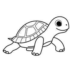 Turtle line art suitable for coloring books, educational materials, conservation graphics, and logo design in nature themed projects.