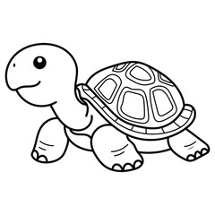 Turtle line art suitable for coloring books, educational materials, conservation graphics, and logo design in nature themed projects.