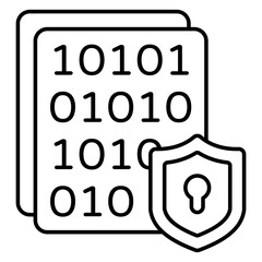 A colored design icon of secure binary data
