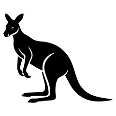 Kangaroo Silhouette Vector Icon White Background.