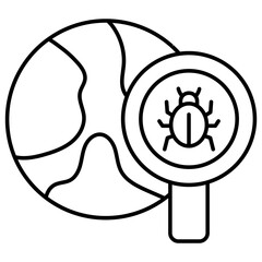 A colored design icon of search global virus