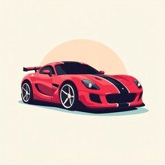 Naklejka premium Red Sports Car Illustration