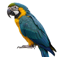 Fototapeta premium Professional portrait of macaw ara parrot isolated on white transparent background png generative ai 
