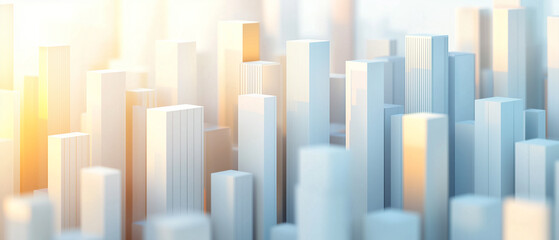 Minimalist abstract cityscape with clean lines and muted colors, evoking tranquility