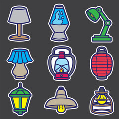 set of lamp good for sticker, element design, badge, printable, etc