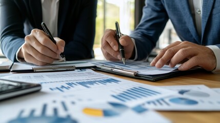 Managers collaborating on growth analysis  business strategies for budgeting and resource allocation