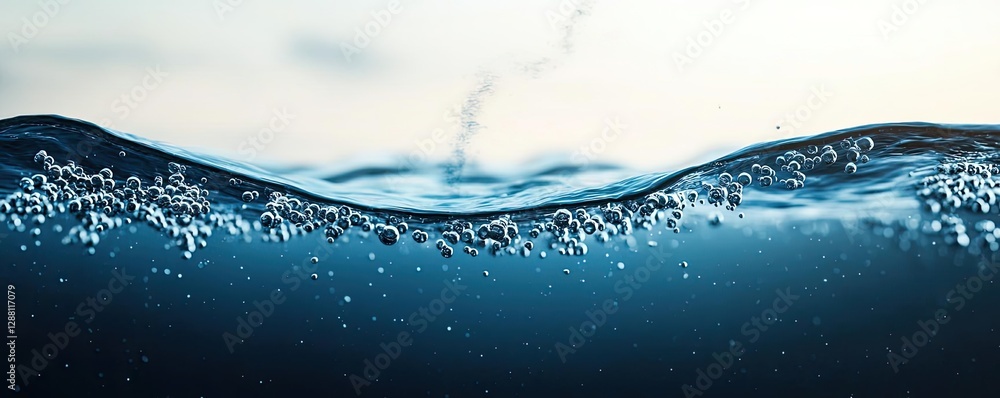 Poster ocean acidification concept. close-up view of bubbling water surface creating a serene and tranquil 