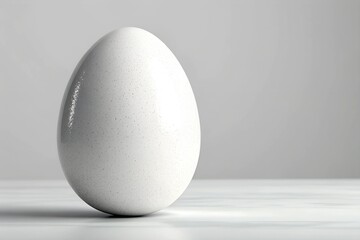 A close-up of a blank white Easter egg mockup with a glossy, slightly speckled surface, set against a neutral background, perfect for minimal and elegant product branding.