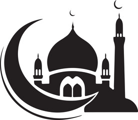 Crescent Moon Mosque Islamic SVG Art

