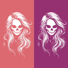 Women's skull vector t-shirt design print art 