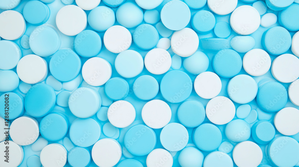 Poster calming circle array: tranquil blue and white bubble pattern background