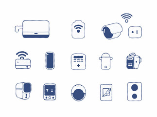 Wireless Smart Home Security System Icons Set