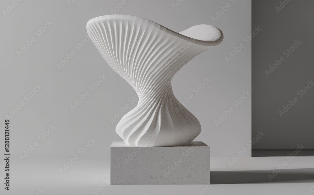 Poster a 3d rendering of an abstract shape with intricate details set against a dynamic and futuristic back
