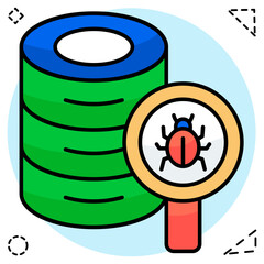 A flat design icon of search Data virus